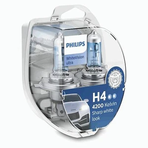 Genuine Philips H4 WhiteVision Ultra Dipped Low / High Beam Headlight Bulbs - Picture 1 of 5