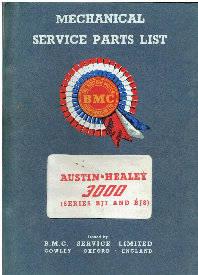 AUSTIN HEALEY 3000 Mk2 BJ7 3000 Mk3 BJ8 1962-68 ORIG. CATÁLOGO PIEZAS MECÁNICAS Foto 1 de 1