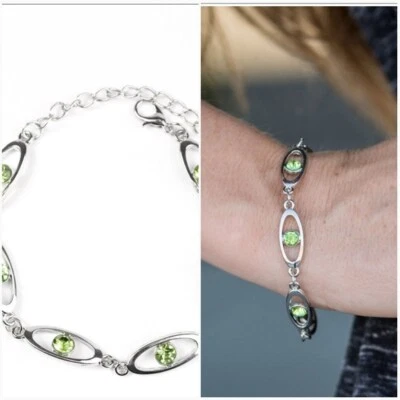 Paparazzi ~ Starry Eyed Green Sparkle Bracelet  - Image 1 of 2