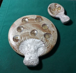 Vintage Mushroom Trivet 6" Made in Japan Ceramic and Spoon Rest - Picture 1 of 5