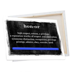 Delgada línea azul integridad definiciones de honor aluminio/lona arte de pared regalo - Imagen 1 de 11