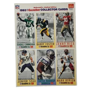 McDonalds Limited Edition 1993 GameDay Collector Card Sheet Jr Seau Jerry Rice - Bild 1 von 10