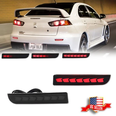 Smoked Rear Bumper Reflector LED Tail Signal For Mitsubishi Lancer Evo Outlander - Imagen 1 de 4