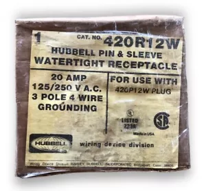 NEW OLD STOCK - HUBBELL 420R12W Pin and Sleeve Receptacle Watertight - Picture 1 of 1