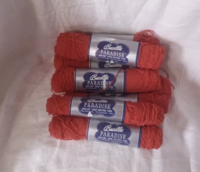 BUCILLA Paradise 8.5 skeins 1 oz Red #463 Lot 4425 Knitting YARN acetate nylon - Image 1 of 4