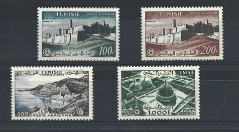 TUNISIA 1953 FINE AND FRESH UNMOUNTED MINT  SET OF 4 AIRS TO 1000FR SG365/368 Cover