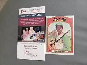 JOHN ODOM 1972 Topps # 557 autographed signed card OAKLAND ATHLETICS 72 JSA - Picture 1 of 5