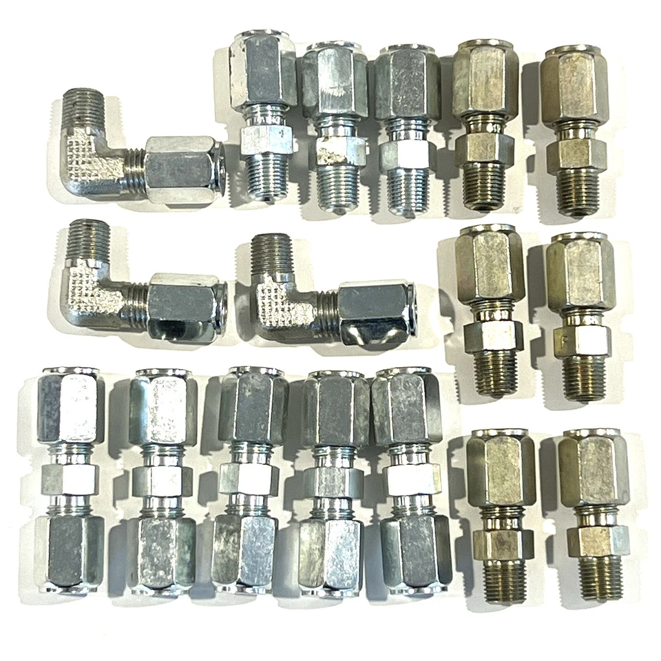 Lot Of 17 1/4” Tube OD Union Elbow Connector Parker Swagelok - Image 1 of 1