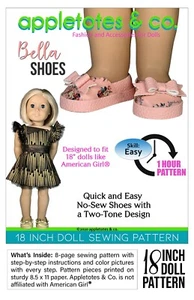 18 Inch Doll Pattern | No-Sew Bella Shoes | Fits 18" Dolls such as American Girl - Picture 1 of 8