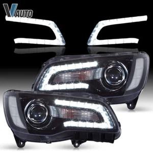 LED Headlights For 2011-2023 Chrysler 300 Clear Lens Fit Halogen Version A Pair - Picture 1 of 9