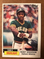 Rickey Henderson 1984 Topps Highlight Card #2, Oakland A’s, Hall Of Fame, Mint