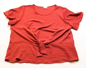 C Tie Front Shirt Women's XL Orange Short Sleeve - Picture 1 of 5