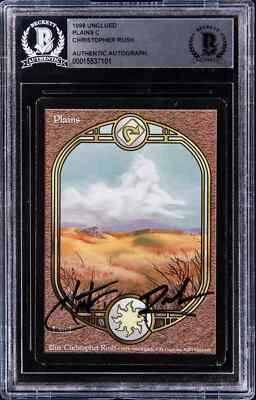 1998 Magic: The Gathering Plains Unglued Christopher Rush Signed BGS Authentic - Image 1 of 2