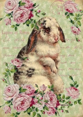 BÜGELBILD-Vintage-Shabby-Nostalgie-Hase-Ostern-3070 - Bild 1 von 2