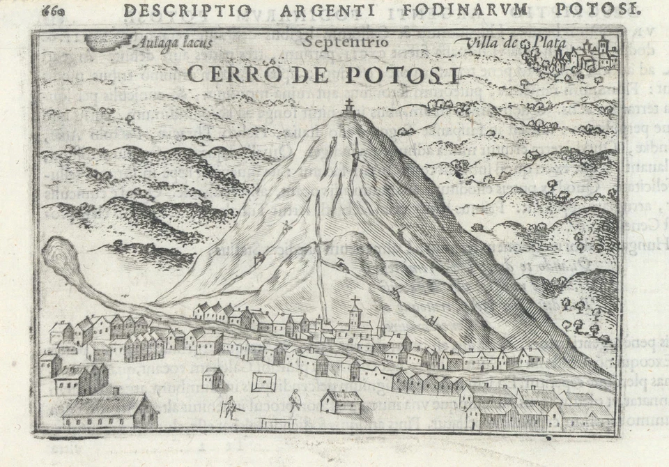 Cerro de Potosi от Bertius / Langenes. Карта серебряных рудников Потоси, Боливия 1603 - Изображение 1 из 1