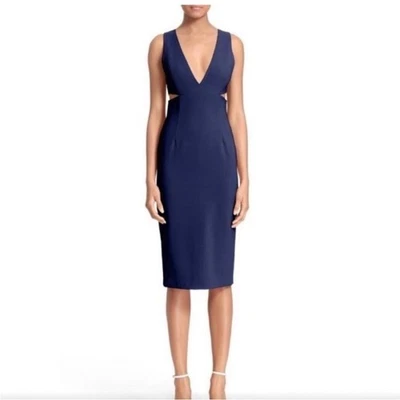 Alice + Olivia Sleeveless Riki Cutout Dress in blue size 6 - Image 1 of 4