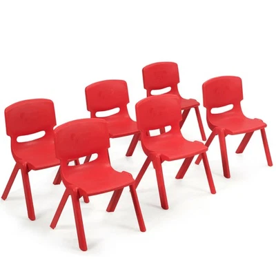 6-pack Kids Plastic Stackable Classroom Chairs Indoor/Outdoor Kindergarten Red - Image 1 of 4