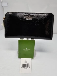 Cartera Kate Spade con cremallera alrededor con encaje en charol Cedar Street negra nueva con etiquetas - Imagen 1 de 11