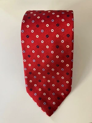 Corbata de seda Ermenegildo ZEGNA rojo patrón de lunares Italia 3,5 X 57" Foto 1 de 4