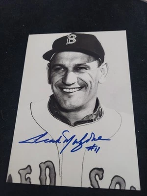 Tarjeta fotográfica promocional firmada por Frank Malzone de los Medias Rojas de Boston con autógrafo 5x7 Foto 1 de 2