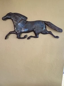 Mid Century Stamped Copper Galloping Horse Stallion Equestrian Wall Art 29” x 12 - Picture 1 of 20