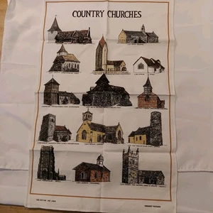 Toalla de té de recuerdo vintage de sheriff textiles iglesias rurales - Imagen 1 de 11