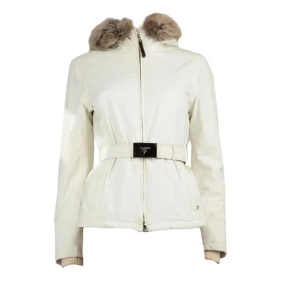 Prada Jacket Womens Belted Waist Ski Resorts Winter Outerwear Fur Trim Hood IT46 - Image 1 of 4