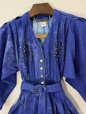 Mono Karen Alexander Vintage Azul Real Denim Lavado Ácido Claro Joyas Talla 6 Foto 1 de 4