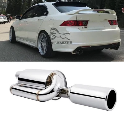 Silenciador de escape de doble bucle para Acura TSX TLX 2,5" entrada 4,0" punta de salida pulida Foto 1 de 4