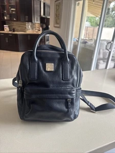 Vintage Polo Leder Mini Rucksack Navy - Bild 1 von 15