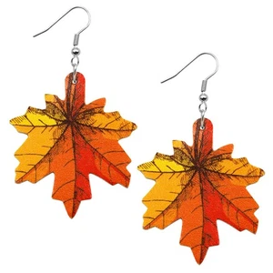 Herbst Erntedank Ohrringe für Frauen Leder Kürbis Türkei Ahornblatt Form... - Bild 1 von 7