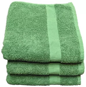 2 Pack Beach Pool Spa Towels Solid Hunter Green 100% Cotton 24" x 50" - Picture 1 of 5