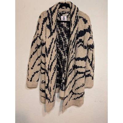 Juicy Couture Zebra Print Cardigan Open Front Knit Sweater M/L Alpace Blend READ - Image 1 of 4