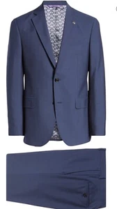 Ted Baker Jay Trim Fit Anzug aus fester Wolle, grau schwarz, 42R, Einzelhandel 798 $ - Bild 1 von 7