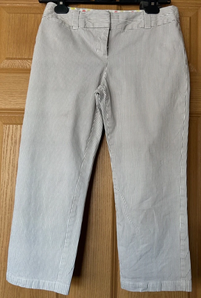 Boden Cropped Trousers WM315, Grey/White Stripe; Size 8 Petite - Image 1 of 4