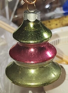 Vintage 1930's-40's X-Mass Tree Green & Pink Christmas Ornament  - Picture 1 of 2