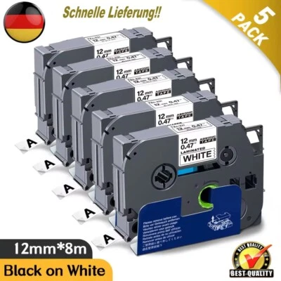 LABELW 5x Schriftband TZe-231 12mm für Brother P-Touch PT-H100LB E100 H105 1000 1010