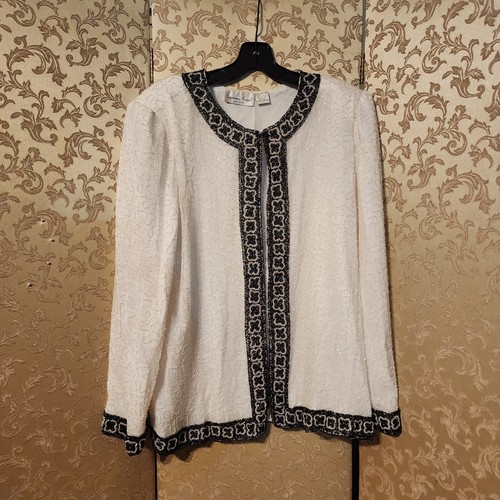 OFF WHITE Giacca da sera Laurence Kazar Off White multicolore con perline taglia 1X