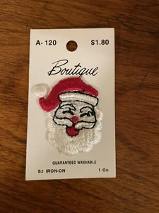 Santa Head - Mini - Bügelbild Applikation Patch - Neu in Verpackung - 1,5" x 1,5" - Bild 1 von 1