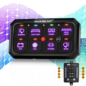 AUXBEAM 8 Gang RGB Switch Panel Toggle Momentary Pulsed Mode Supported 12/24V - Picture 1 of 12