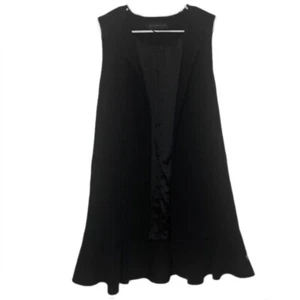 Zara Woman schwarze ärmellose lange Weste Rüschensaum Größe M  - Bild 1 von 7