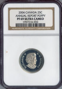 2004 Canada 25 Cents NGC PF69 Ultra Cameo Poppy - Picture 1 of 2