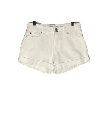 Hudson 女式牛仔 Croxlry Mid Tigh 短裤 28 码白色 — 第 1/4 张图片