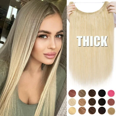 Thick Hidden Line Wire In 100% Remy Human Hair Extensions One Piece Invisible UK - Image 1 of 4