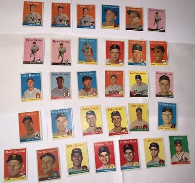 1958 Topps Original Vintage Tarjetas de Béisbol Commons Lote de Treinta y Una (31) LG *** Foto 1 de 2