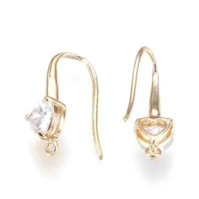 Ganchos para pendientes de latón de circonita cúbica de 20 piezas enchapados en oro alambre francés 22x13 mm Foto 1 de 3