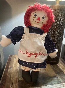 Antique Vintage Raggedy Ann 16”Doll Blue Dress With Apron Stand Is Not Included - Picture 1 of 4