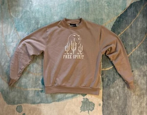Modern Lux Free Spirit Dusty Pink Graphic Sweatshirt | Cactus Desert Sun | Small - Picture 1 of 4