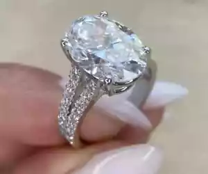 5.60Ct Oval Cut EF/VS Lab Grown/CVD Diamond Ring IGI Certified 14k White Gold - Picture 1 of 15