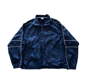VINTAGE Nike Track Jacket Mens Large Blue White 90s Full Zip Windbreaker Lined - Picture 1 of 10